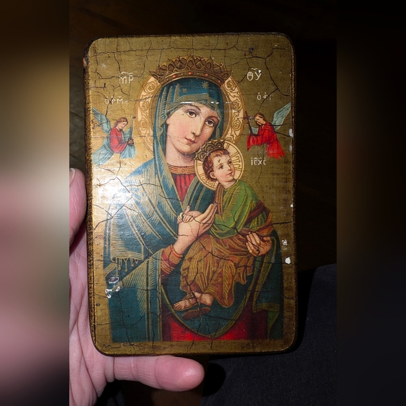 Our Lady of Perpetual Help Replica on Wood 5.5" x 3.5" - Picture 1 of 8